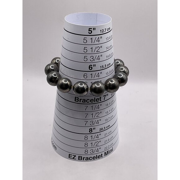 Silver-Tone Stainless Steel Beaded Stretch Bracelet For Men Or Women - Picture 3 of 3